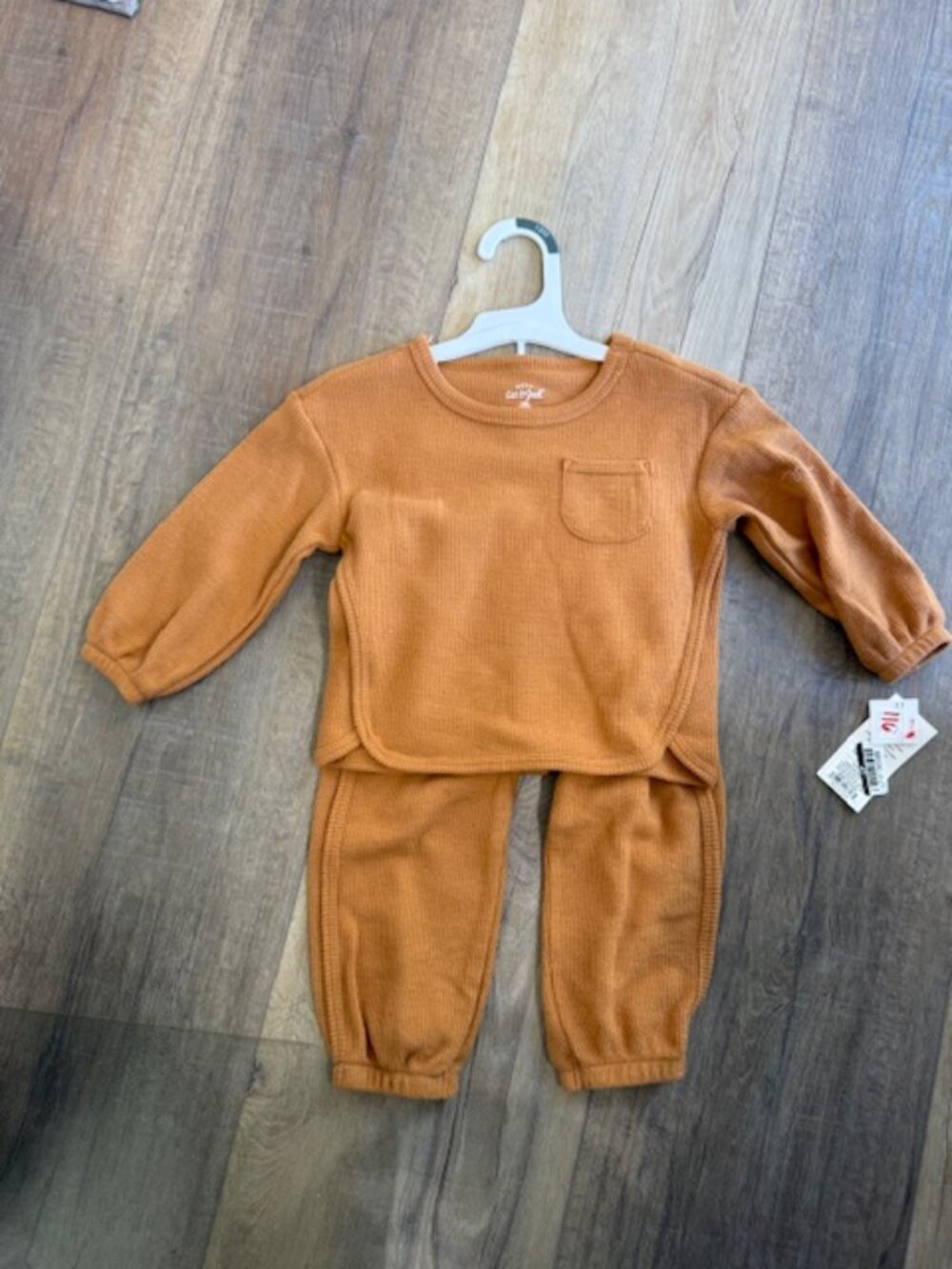 NWT Cat & Jack Baby Tan ribbed long sleeve top and pants set 18M